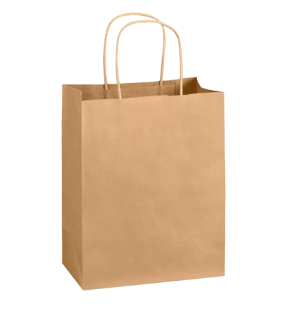 Wrapin's brown paper Bag, featuring sturdy handles, stands upright against a pristine white background—an eco-friendly option priced at just 25 cents.